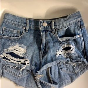 distressed jean shorts